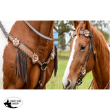 New! Dusty Rose One Ear Headstall Browband Bridle and Breast Plate Western Breastplate