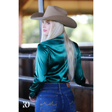 New! EMERALD SATIN PERFORMANCE RODEO SHIRT - Country Scene Saddlery and Pet Supplies