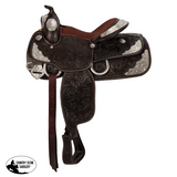 Entry-level silver Western show saddle with rosette tooling, suede seat and engraved silver trim lightweight fibreglass tree