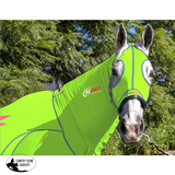 New! EQUINE COMPRESSION NECK AND HOOD COMBO PRINTED -FLURO LIME GREEN - Country Scene Saddlery and Pet Supplies