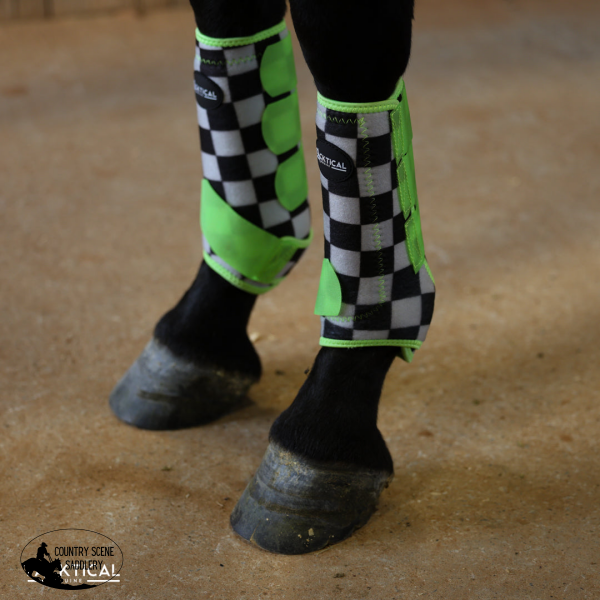 New! FINISH LINE & LIME SPLINT BOOTS (PAIR) MEDIUM / FRONT Splint Boots