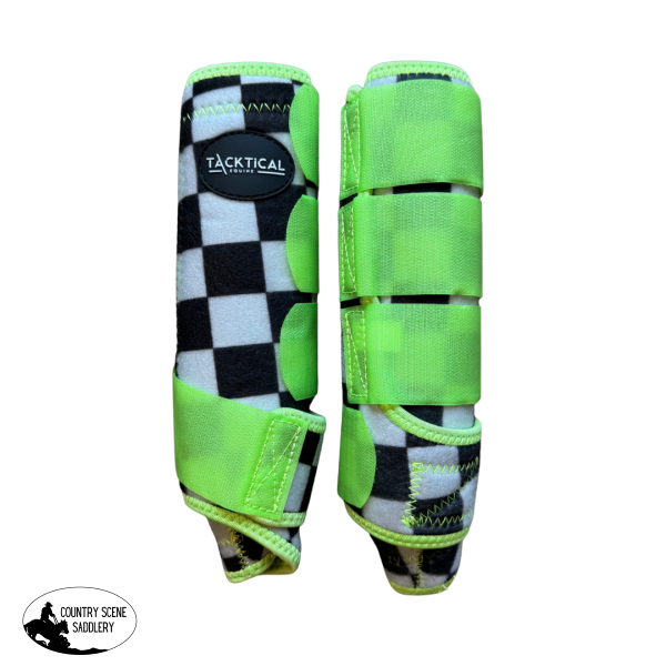 New! FINISH LINE & LIME SPLINT BOOTS (PAIR) MEDIUM / FRONT Splint Boots