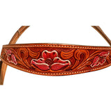 New! Floral Carved Pink Headstall - Country Scene Saddlery and Pet Supplies