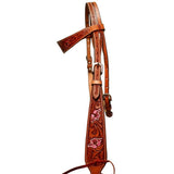 New! Floral Carved Pink Headstall - Country Scene Saddlery and Pet Supplies