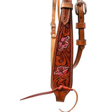New! Floral Carved Pink Headstall - Country Scene Saddlery and Pet Supplies