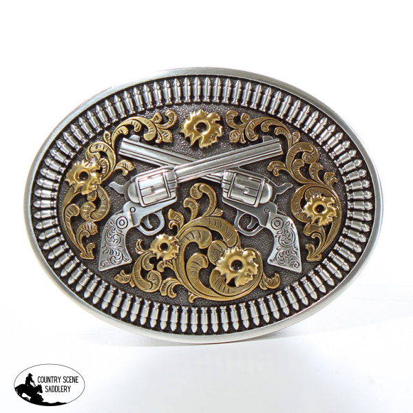 New! Floral Revolvers Buckle Belt Buckle