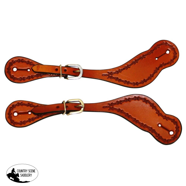 New! Fort Worth Barbed Wire Spur Straps Mens Mens Western Bridle