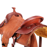 New! Fort Worth Cowhorse Rough Out Saddle - Chestnut - Country Scene Saddlery and Pet Supplies