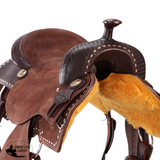 New! Fort Worth Cowhorse Rough Out Saddle - Chocolate - Country Scene Saddlery and Pet Supplies