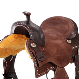 New! Fort Worth Cowhorse Rough Out Saddle - Chocolate - Country Scene Saddlery and Pet Supplies