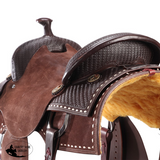 New! Fort Worth Cowhorse Rough Out Saddle - Chocolate - Country Scene Saddlery and Pet Supplies