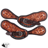 New! Fort Worth Odina Spur Straps - Turquoise Buckstitched - Country Scene Saddlery and Pet Supplies