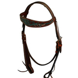 Fort Worth Turquoise Flower Headstall - Country Scene Saddlery and Pet Supplies