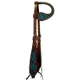 Fort Worth Turquoise Flower One Ear Headstall - Country Scene Saddlery and Pet Supplies