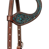 Fort Worth Turquoise Flower One Ear Headstall - Country Scene Saddlery and Pet Supplies
