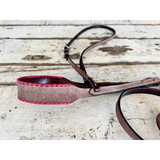 New! Full Leather Horse Tie Down and Strap with Pink Stitching - spur strap