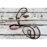 New! Full Leather Horse Tie Down and Strap with Pink Stitching - spur strap