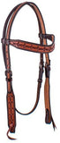 Showman ® Dark Brown and Medium Argentina cow leather headstall with Barbwire Tooling. - Country Scene Saddlery and Pet Supplies