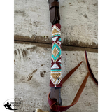 New! Gold, Teal And Burgundy Beaded One Eared Bridle - Country Scene Saddlery and Pet Supplies