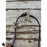 New! Gold, Teal And Burgundy Beaded One Eared Bridle - Country Scene Saddlery and Pet Supplies