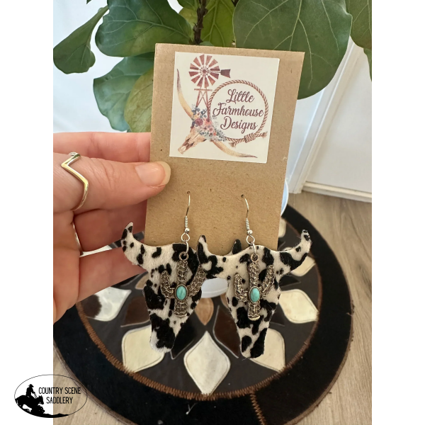 New! Hide Bullskull Earrings Gift Items