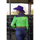 New! HIGH ROLLER & LIME SPARKLE PERFORMANCE RODEO SHIRT Western Clothing