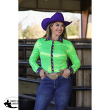 New! HIGH ROLLER & LIME SPARKLE PERFORMANCE RODEO SHIRT Western Clothing