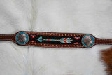 New! Showman ® Medium leather wither strap with arrow beaded inlay. - Country Scene Saddlery and Pet Supplies