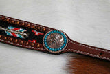 New! Showman ® Medium leather wither strap with arrow beaded inlay. - Country Scene Saddlery and Pet Supplies