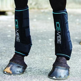 New! Ice Vibe Boot Extra Full - Black/Aqua (For Larger boned horses and hind legs) - Horse Vitamins & Supplements