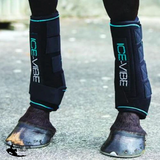 New! Ice Vibe Boot Extra Full - Black/Aqua (For Larger boned horses and hind legs) - Horse Vitamins & Supplements