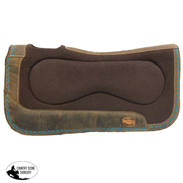 New! Klassy Cowgirl 28X30 Barrel Style 1’’ Brown Felt Pad With Teal Lacing Accent Western