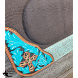 New! Klassy Cowgirl 28x30 Barrel Style 1” Brown felt pad with teal - Country Scene Saddlery and Pet Supplies