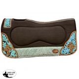 New! Klassy Cowgirl 28x30 Barrel Style 1” Brown felt pad with teal - Country Scene Saddlery and Pet Supplies