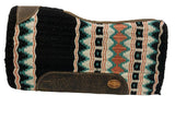 Klassy Cowgirl 28x30 Barrel Style pad with black multi color design with metallic rose accent memory felt bottom saddle pad. - Country Scene Saddlery and Pet Supplies