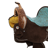 New! Klassy Cowgirl Teal Rose Barrel Style Saddle - - Country Scene Saddlery and Pet Supplies