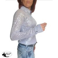 New! L1473 - Opal Ladies White Sparkle Stretch Western Shirt Shirts & Tops