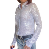 New! L1473 - Opal Ladies White Sparkle Stretch Western Shirt Shirts & Tops