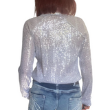New! L1473 - Opal Ladies White Sparkle Stretch Western Shirt - Country Scene Saddlery and Pet Supplies