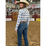 New!L1482 - Silver Spur Grey Check Ladies Rawhide Western Shirt | Fitted Arena Shirt Ladies western shirts