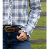 New!L1482 - Silver Spur Grey Check Ladies Rawhide Western Shirt | Fitted Arena Shirt Ladies western shirts