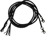 Leather braided split reins with scissor snap ends. 6.5 ft long. - Country Scene Saddlery and Pet Supplies