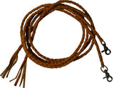 Leather braided split reins with scissor snap ends. 6.5 ft long. - Country Scene Saddlery and Pet Supplies
