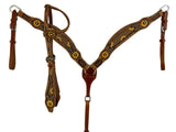 Leather browband headstall with beaded sunflower design. - Country Scene Saddlery and Pet Supplies