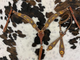 Leather browband headstall with beaded sunflower design. - Country Scene Saddlery and Pet Supplies