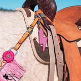 NEW! LEATHER CHARM-LIGHTNING BOLT-PINK - Country Scene Saddlery and Pet Supplies