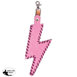 NEW! LEATHER CHARM-LIGHTNING BOLT-PINK - Country Scene Saddlery and Pet Supplies
