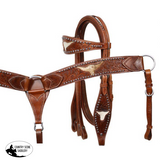 New! Leather double stitched tooled browband headstall and breastcollar. - Country Scene Saddlery and Pet Supplies