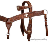 NEW! Leather double stitched tooled browband headstall. - Country Scene Saddlery and Pet Supplies