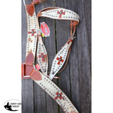 NEW! Leather double stitched wide browband headstall, reins and breastcollar set with  hair on cowhide inlay. - Country Scene Saddlery and Pet Supplies